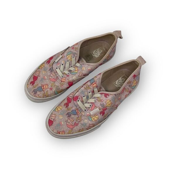Vans Classic Slip On Elastic Lace Pink Kitten Mermaid Cats Youth 6 Women’s 7.5 - Picture 2 of 9